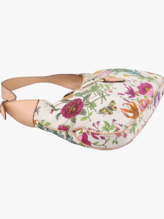 Gucci Flora Jackie Hobo White Multicolor Canvas Leather - Picture 5 of 16